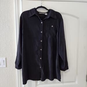 Chadwick's Black Vegan Suede Long Sleeve Shirt Jacket Shacket size 16W